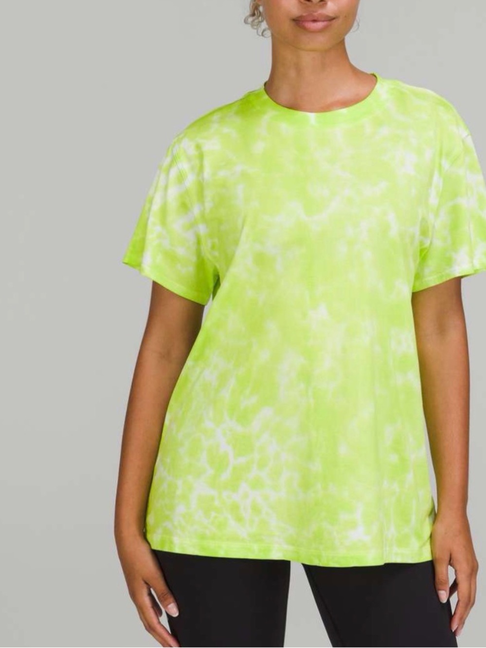 Lululemon All Yours Boyfriend Tee Shirt Size 6 Lime Green Tie Dye